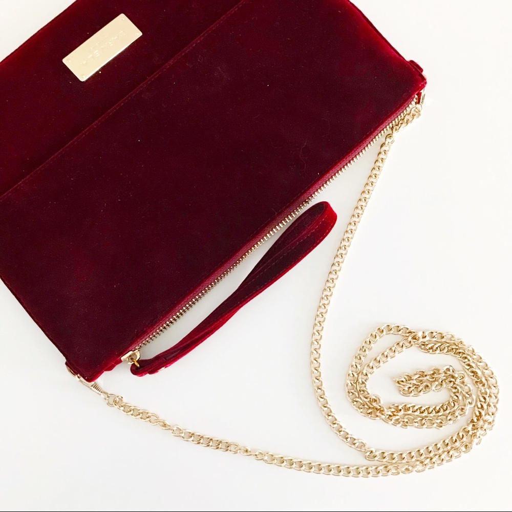 ASOS Carvela Velvet Pouch Clutch Bag w Gold Chain